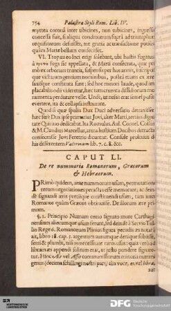 Caput LI. De re nummaria Romanorum, Græcorum & Hebræorum