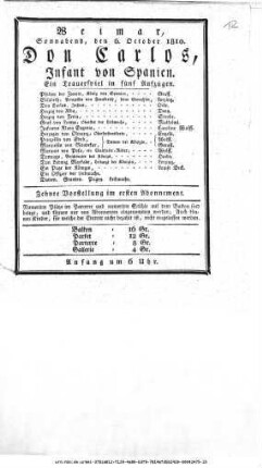 Don Carlos, Infant von Spanien