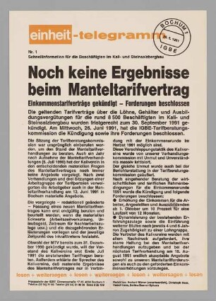 "Noch keine Ergebnisse beim Manteltarifvertrag"
