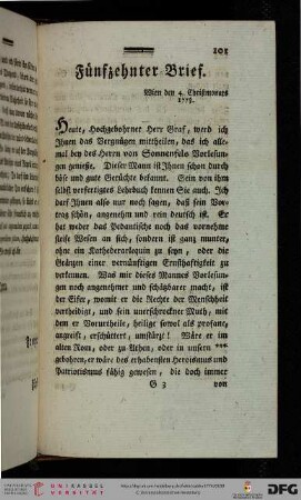 Funfzehnter Brief