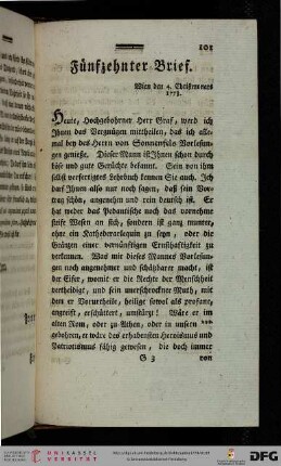 Funfzehnter Brief