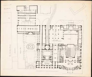 Königliche Oper (auch: Staatsoper unter den Linden, Lindenoper), Berlin Erweiterung - II. Projekt: Grundriss in Parketthöhe