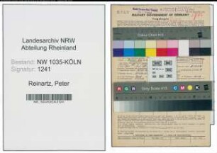Entnazifizierung Peter Reinartz , geb. 20.02.1905 (Schlosser)