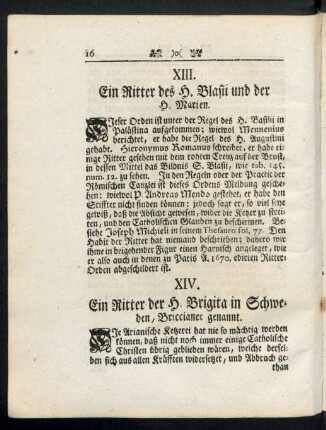 XIV. Ein Ritter der H. Brigita in Schweden, Briccianer genannt.