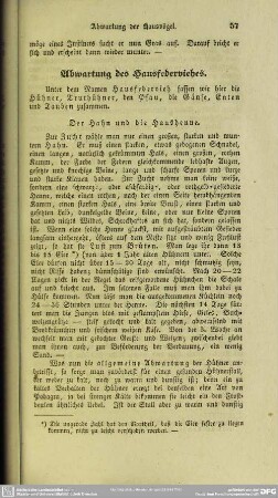Abwartung des Hausfederviehes