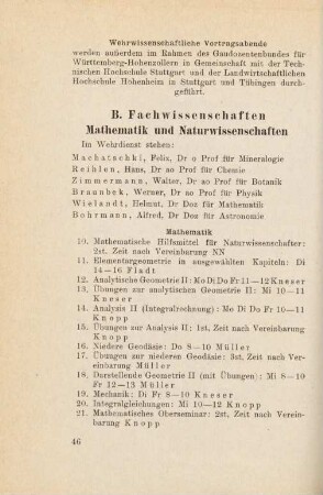 46-66, B. Fachwissenschaften