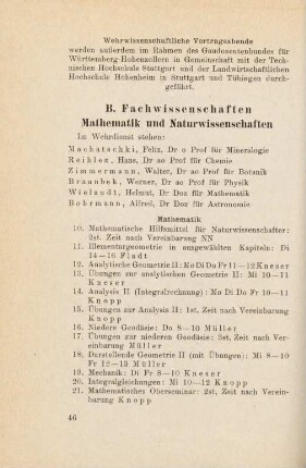 46-66, B. Fachwissenschaften