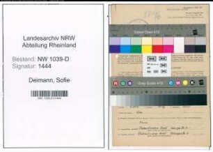 Entnazifizierung Sofie Deimann , geb. 12.09.1896 (Lehrerin)