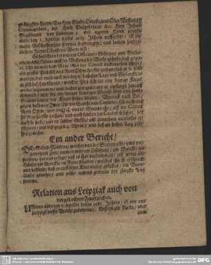 Relation aus Leipzigk auch von vorgedachten Feuerzeichen.