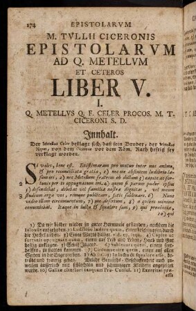 174-228, M. Tullii Ciceronis Epistolarum Ad Q. Metellum Et Ceteros. Liber V.