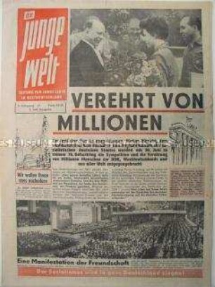 Propagandazeitung des FDJ für die Jugend in der Bundesrepublik u.a. zum 70. Geburtstag von Walter Ulbricht