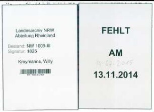 Entnazifizierung Willy Kroymanns , geb. 09.04.1920 (Verw.Angestellter)