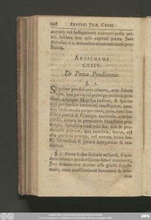Articulus CXXIV. De Poena Proditionis.