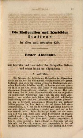 Die sämmtlichen bisher in Gebrauch gekommenen Heilquellen und Kurbäder des südlichen und mittleren Europas, West-Asiens und Nord-Afrika's in alter und neuester Zeit, 1,2. Die Heilquellen und Kurbäder Italiens