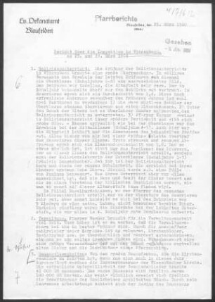 Wiesenbach: Inspektionsbericht 1960