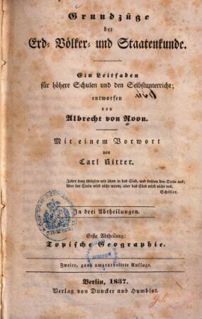 Grundzüge der Erd- Völker- und Staatenkunde : ein Leitfaden für höhere Schulen und den Selbstunterricht, 1. Topische Geographie