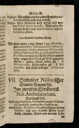 93-103, VII. Siebender Nisibitischer Stamm-Baums Ast. Im zweyten Stockwerck. Nisi Ambulatorium. Senatus Consultum.