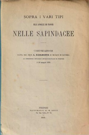 Sopra i vari tipi delle anomalìe dei tronchi nelle sapindacee