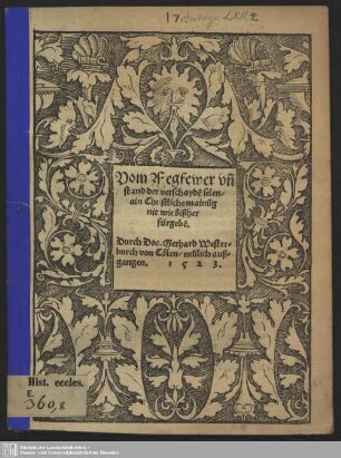 Vom Fegfewer und stand der verschayden selen, ain Christliche mainung : nit wie bißher fürgebe[n]