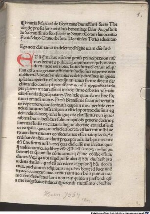 Oratio habita coram Innocentio VIII. dominica tertia adventus