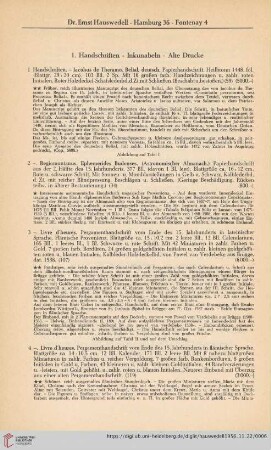 1. Handschriften - Inkunabeln - Alte Drucke (Nr. 1 - 85)