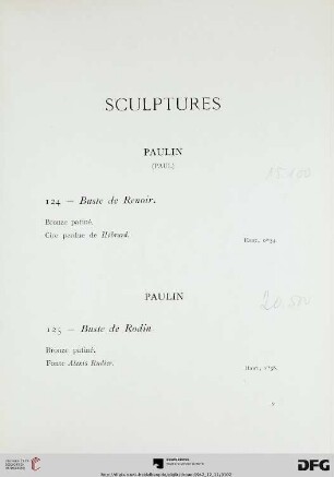 Sculptures (Nr. 124-127)
