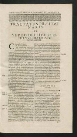 Tractatus Praeliminaris De Verbo Dei Sive Scripto Sive Praedicato Sciagraphia.