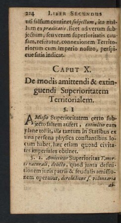 Caput X. De modis amittendi & extinguendi Superioritatem Territorialem.