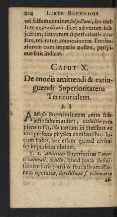 Caput X. De modis amittendi & extinguendi Superioritatem Territorialem.
