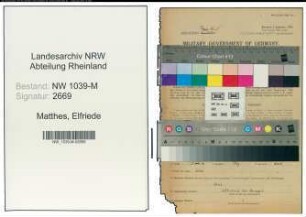 Entnazifizierung Elfriede Matthes , geb. 11.03.1907 ()