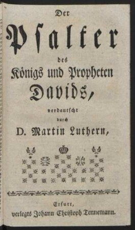 Der Psalter des Königs und Propheten Davids