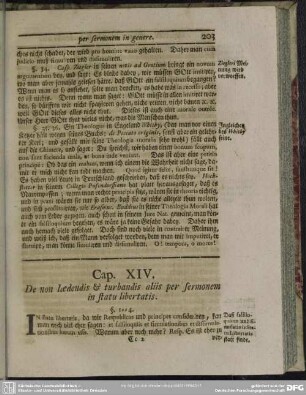 Cap. XIV. De non laedendis & turbandis aliis per sermonem in statu libertatis
