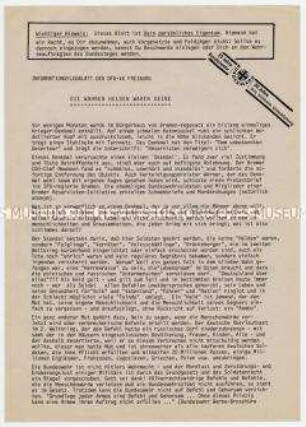 Flugblatt der Deutschen Friedensgesellschaft-Vereinigte Kriegsdienstgegner (DFG-VK) über die Bewertung von Wehr- und Zivildienst