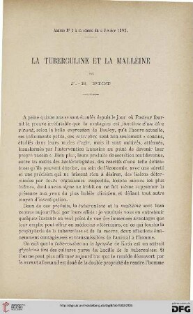 3.Ser. 4.1893: La tuberculine et la malléine