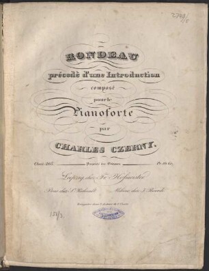 Rondeau précedé d'une introduction : comp. pour le pianoforte ; op. 265