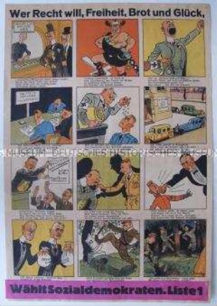 Bilderbogen mit Wahlpropaganda der Sozialdemokratie zur Reichstagswahl 1928 (?)
