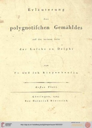 Erläuterungen: Erläuterung des polygnotischen Gemähldes auf der rechten Seite der Lesche zu Delphi