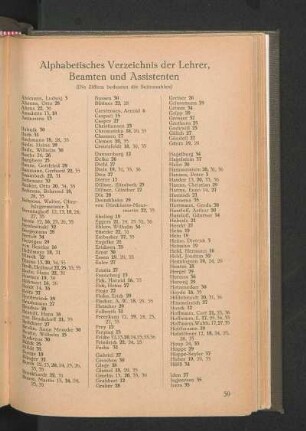 Alphabetisches Verzeichnis der Lehrer, Beamten und Assistenten