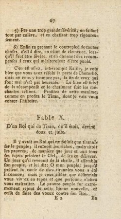 Fable X. D'un Roi qui de Tiran, qu'il étoit, devint doux et juste