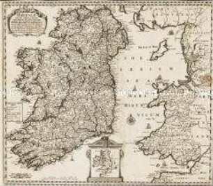 Hiberniae Brevis Tabula, Iuxta Ampliorem Delineationem D. Wilhelmi Petty, Equitis: Mit einer Nebenkarte: Anglia Scotia et Hibernia