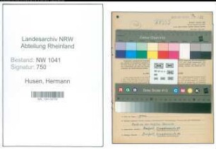 Entnazifizierung Hermann Van Husen , geb. 18.02.1912 (Spediteur)