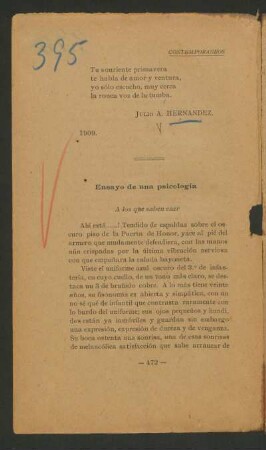 Ensayo de una psicología : A los que saben caer