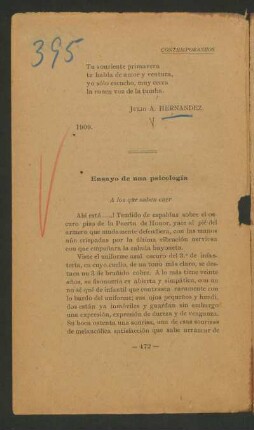 Ensayo de una psicología : A los que saben caer