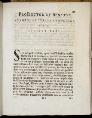 Pro Rector Et Senatus Academiae Juliae Carolinae ...