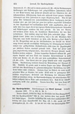 454-457 [Rezension] Harnack, Adolf von, Die Apostelgeschichte