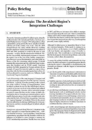Georgia : the Javakheti region's integration challenges