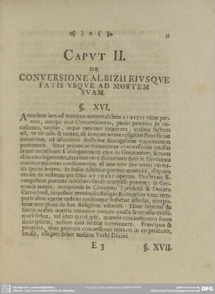 Caput II. Conversione Albizii Eiusque Fatis Usque Ad Mortem Suam