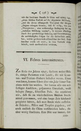 VI. Febres intermittentes.