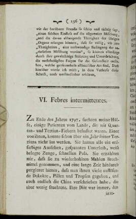 VI. Febres intermittentes.