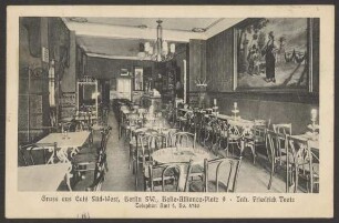 Ansichtskarte Gastraum "Café Süd-West", Belle-Alliance-Platz 9
